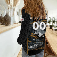Custom Baseball Japan Samurai Women Casual Shirt Black Grunge Vintage