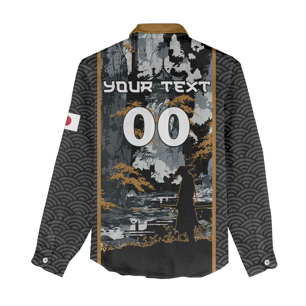 Custom Baseball Japan Samurai Women Casual Shirt Black Grunge Vintage