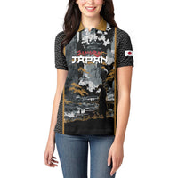 Custom Baseball Japan Samurai Women Polo Shirt Black Grunge Vintage