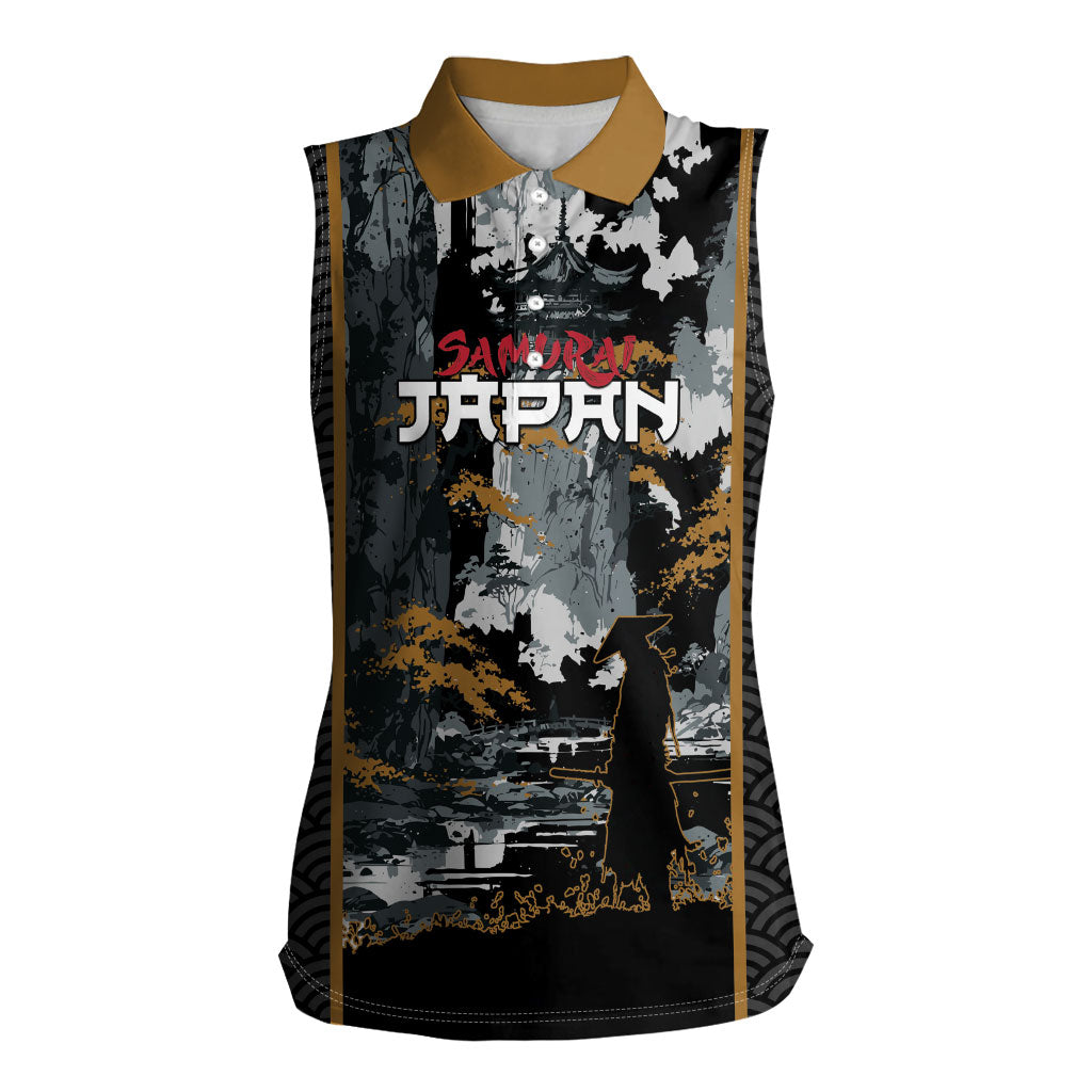 Custom Baseball Japan Samurai Women Sleeveless Polo Shirt Black Grunge Vintage
