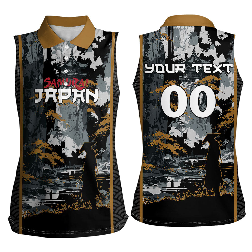 Custom Baseball Japan Samurai Women Sleeveless Polo Shirt Black Grunge Vintage