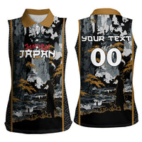 Custom Baseball Japan Samurai Women Sleeveless Polo Shirt Black Grunge Vintage