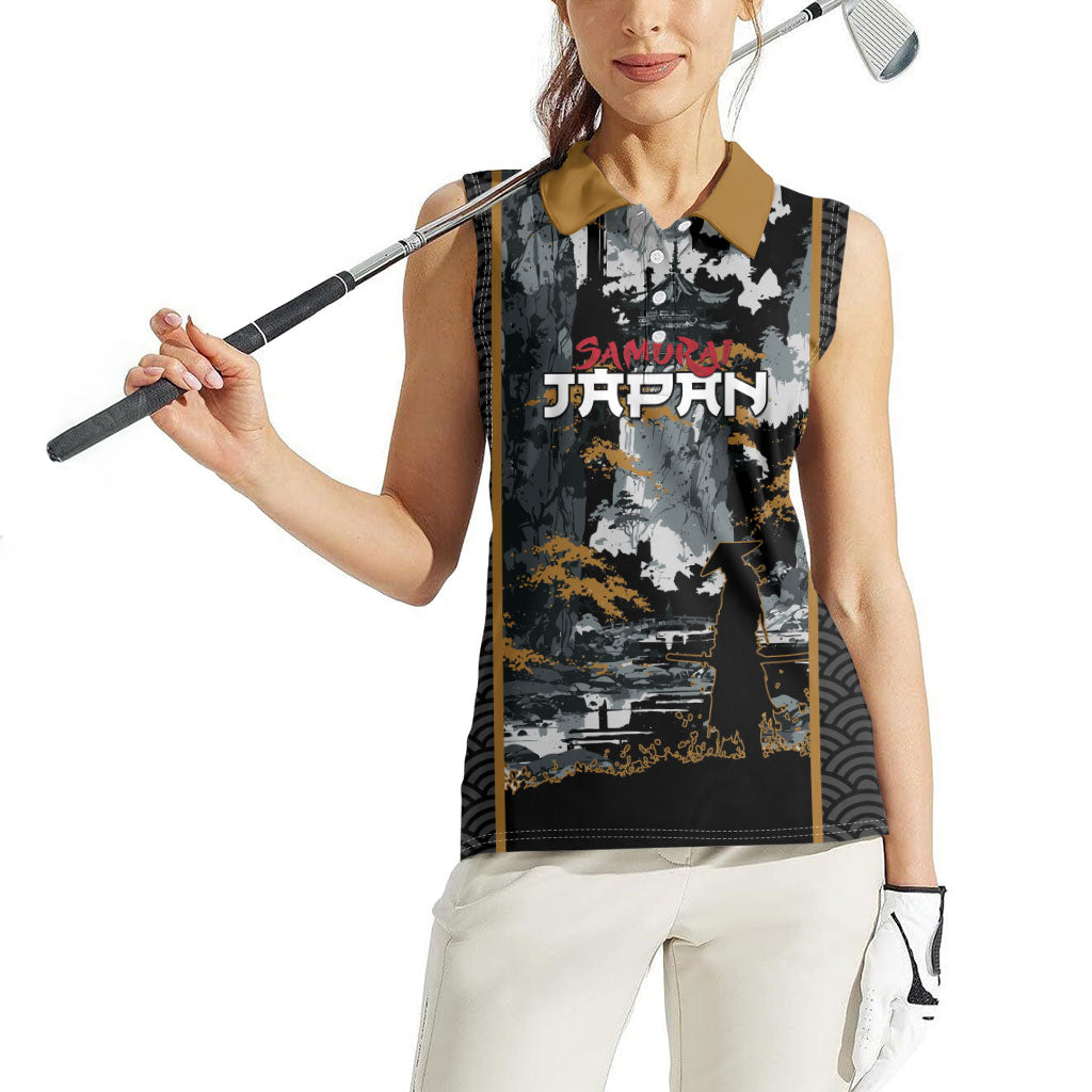 Custom Baseball Japan Samurai Women Sleeveless Polo Shirt Black Grunge Vintage