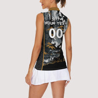 Custom Baseball Japan Samurai Women Sleeveless Polo Shirt Black Grunge Vintage