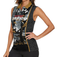 Custom Baseball Japan Samurai Women Sleeveless Polo Shirt Black Grunge Vintage