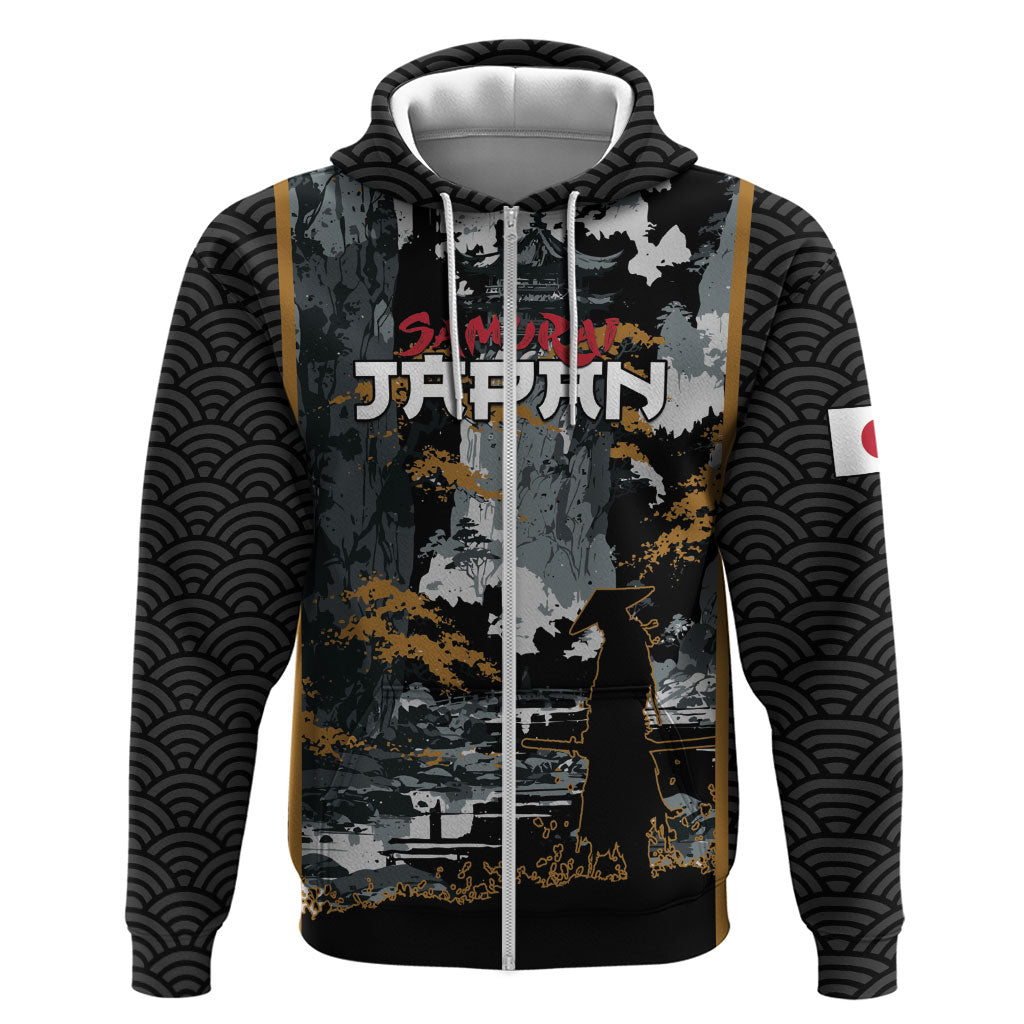 Custom Baseball Japan Samurai Zip Hoodie Black Grunge Vintage
