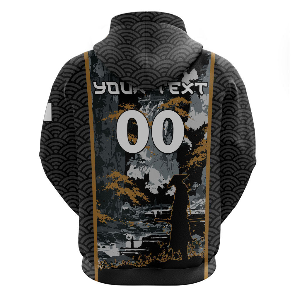 Custom Baseball Japan Samurai Zip Hoodie Black Grunge Vintage