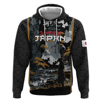 Custom Baseball Japan Samurai Zip Hoodie Black Grunge Vintage