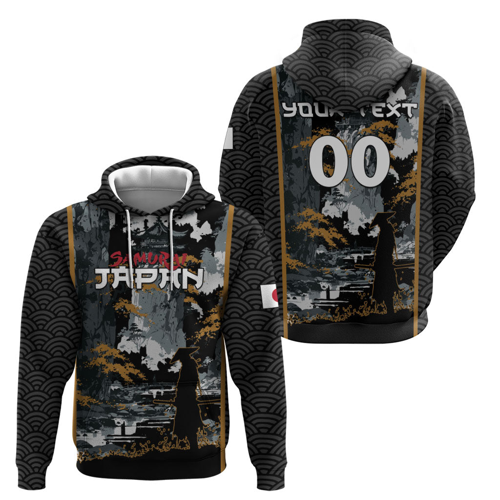 Custom Baseball Japan Samurai Zip Hoodie Black Grunge Vintage