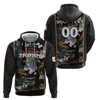 Custom Baseball Japan Samurai Zip Hoodie Black Grunge Vintage