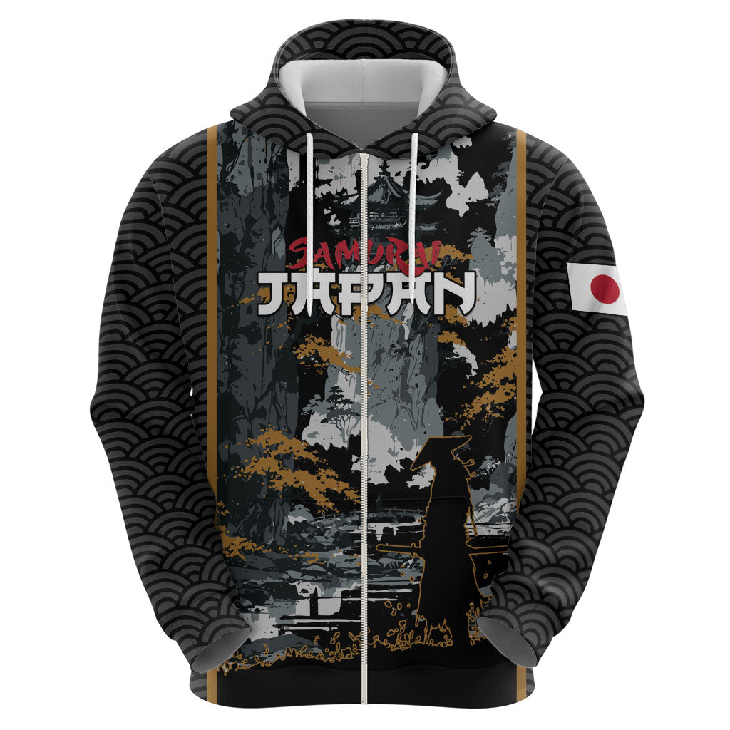 Custom Baseball Japan Samurai Zip Hoodie Black Grunge Vintage