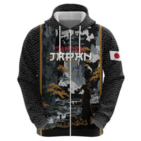Custom Baseball Japan Samurai Zip Hoodie Black Grunge Vintage