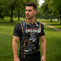 Custom Baseball Japan Samurai Zipper Polo Shirt Black Grunge Vintage