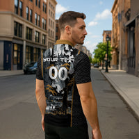 Custom Baseball Japan Samurai Zipper Polo Shirt Black Grunge Vintage