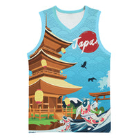 Japan Land Of The Rising Sun Basketball Jersey Japanese Pagoda Koi Fish