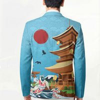 Japan Land Of The Rising Sun Blazer Japanese Pagoda Koi Fish