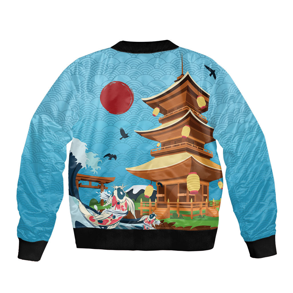 Japan Land Of The Rising Sun Bomber Jacket Japanese Pagoda Koi Fish