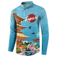 Japan Land Of The Rising Sun Button Sweatshirt Japanese Pagoda Koi Fish