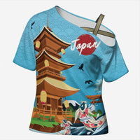 Japan Land Of The Rising Sun Cross Shoulder Shirt Japanese Pagoda Koi Fish