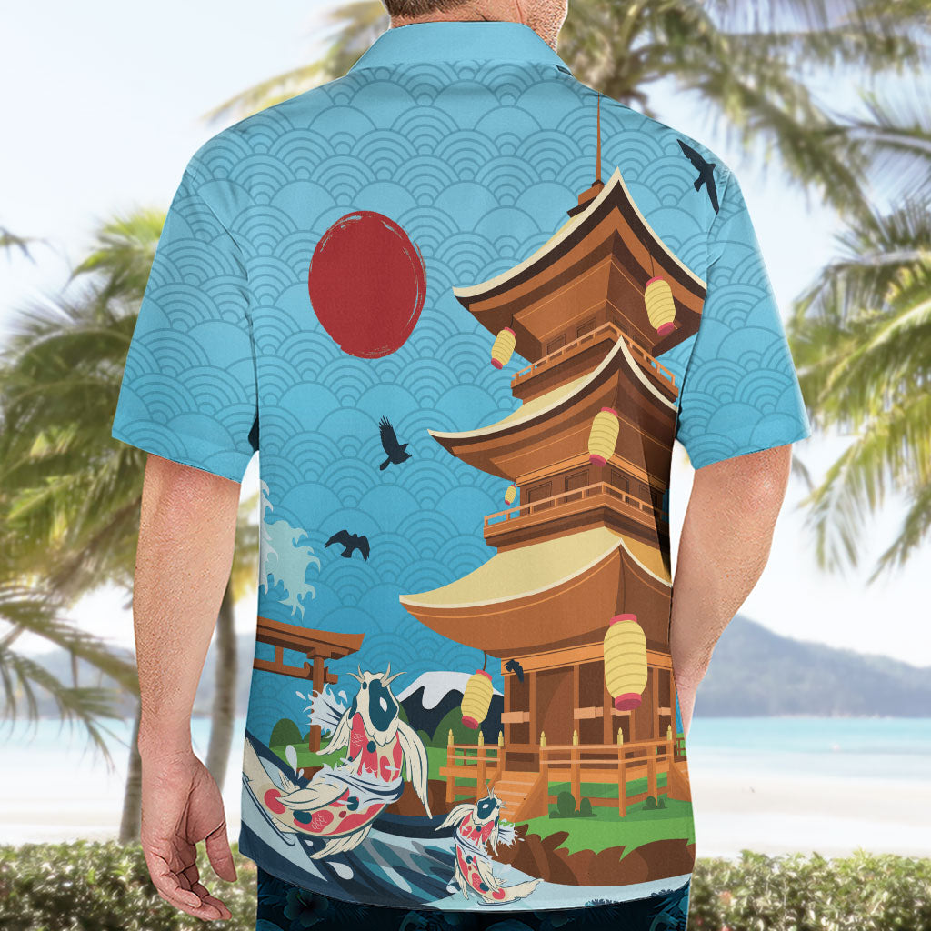 Japan Land Of The Rising Sun Hawaiian Shirt Japanese Pagoda Koi Fish