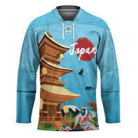 Japan Land Of The Rising Sun Hockey Jersey Japanese Pagoda Koi Fish
