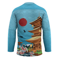 Japan Land Of The Rising Sun Hockey Jersey Japanese Pagoda Koi Fish