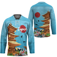 Japan Land Of The Rising Sun Hockey Jersey Japanese Pagoda Koi Fish