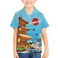Japan Land Of The Rising Sun Kid Hawaiian Shirt Japanese Pagoda Koi Fish