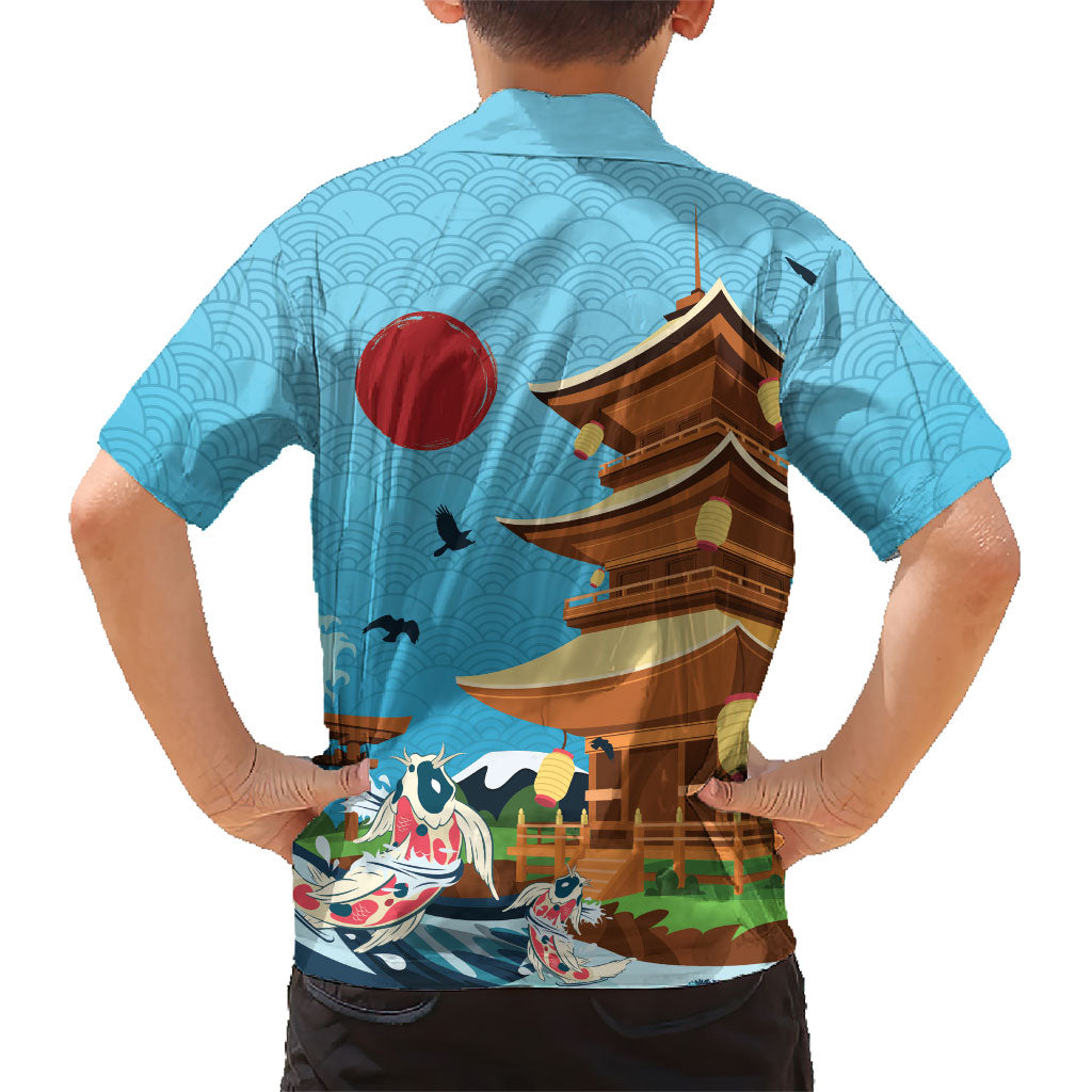 Japan Land Of The Rising Sun Kid Hawaiian Shirt Japanese Pagoda Koi Fish