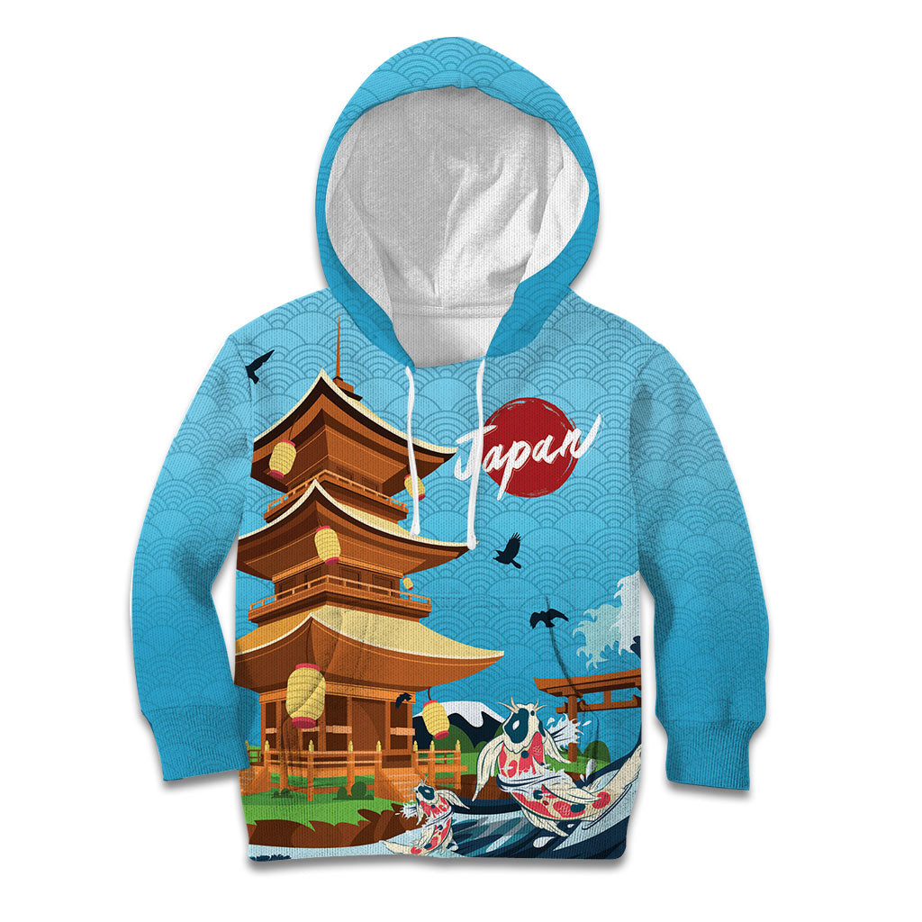 Japan Land Of The Rising Sun Kid Hoodie Japanese Pagoda Koi Fish