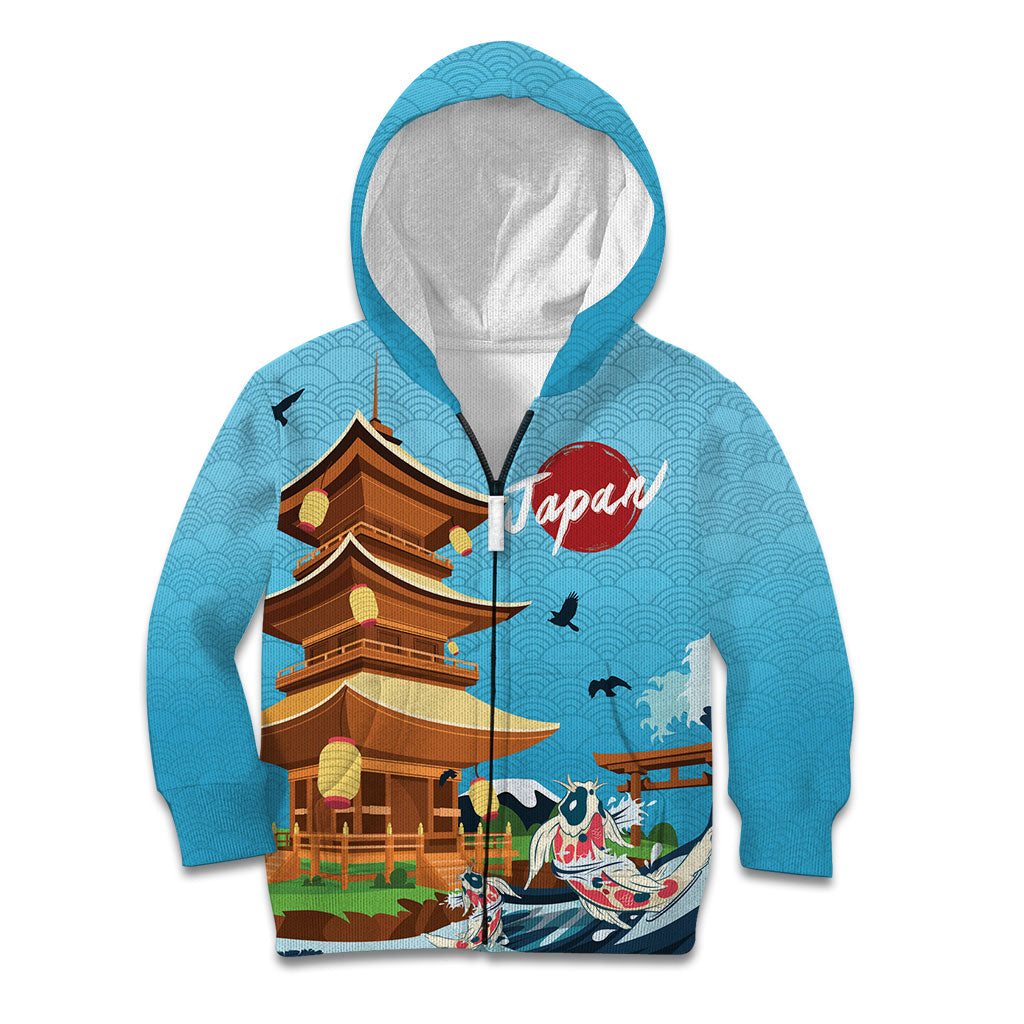 Japan Land Of The Rising Sun Kid Hoodie Japanese Pagoda Koi Fish