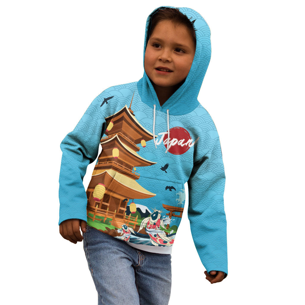 Japan Land Of The Rising Sun Kid Hoodie Japanese Pagoda Koi Fish