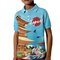 Japan Land Of The Rising Sun Kid Polo Shirt Japanese Pagoda Koi Fish