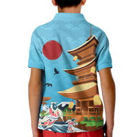 Japan Land Of The Rising Sun Kid Polo Shirt Japanese Pagoda Koi Fish