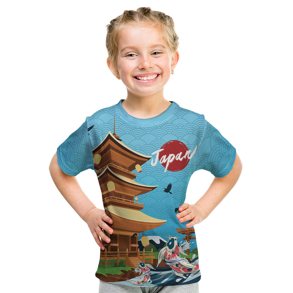 Japan Land Of The Rising Sun Kid T Shirt Japanese Pagoda Koi Fish