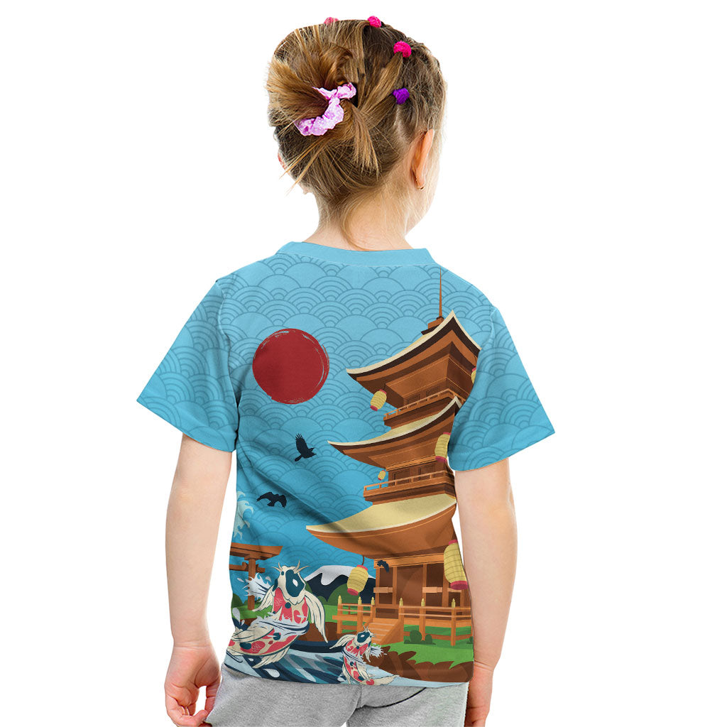 Japan Land Of The Rising Sun Kid T Shirt Japanese Pagoda Koi Fish