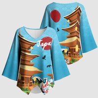 Japan Land Of The Rising Sun Kimono Sleeve Blouse Japanese Pagoda Koi Fish