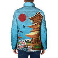 Japan Land Of The Rising Sun Padded Jacket Japanese Pagoda Koi Fish