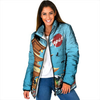 Japan Land Of The Rising Sun Padded Jacket Japanese Pagoda Koi Fish