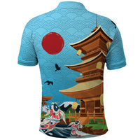 Japan Land Of The Rising Sun Polo Shirt Japanese Pagoda Koi Fish
