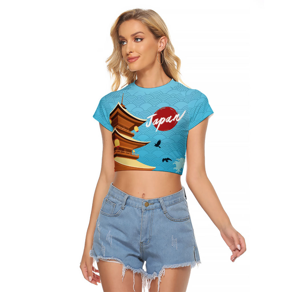 Japan Land Of The Rising Sun Raglan Cropped T Shirt Japanese Pagoda Koi Fish