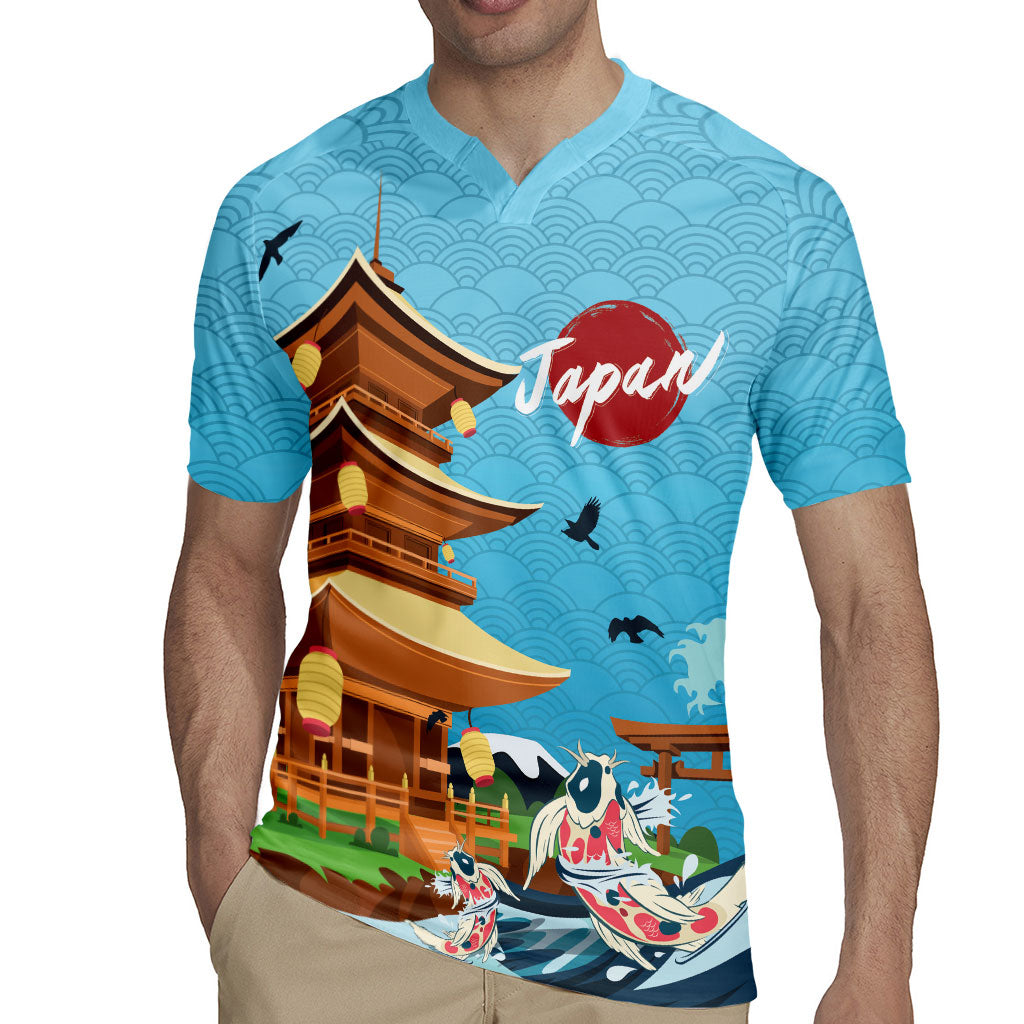 Japan Land Of The Rising Sun Rugby Jersey Japanese Pagoda Koi Fish