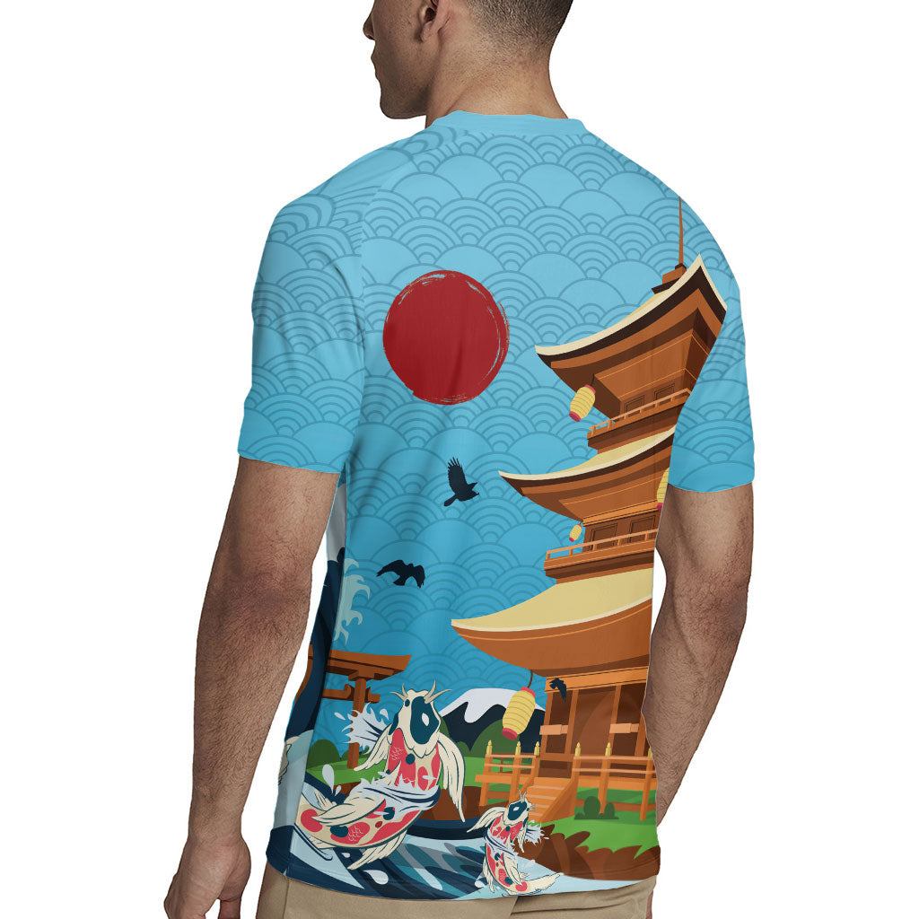 Japan Land Of The Rising Sun Rugby Jersey Japanese Pagoda Koi Fish