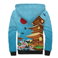 Japan Land Of The Rising Sun Sherpa Hoodie Japanese Pagoda Koi Fish