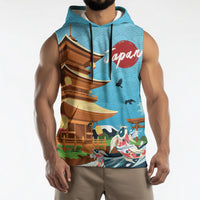 Japan Land Of The Rising Sun Sleeveless Hoodie Japanese Pagoda Koi Fish