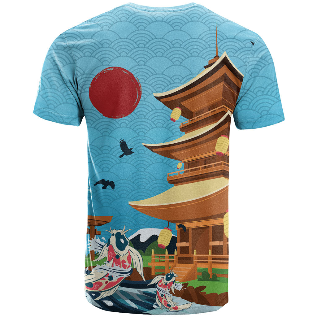 Japan Land Of The Rising Sun T Shirt Japanese Pagoda Koi Fish