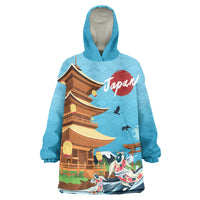 Japan Land Of The Rising Sun Wearable Blanket Hoodie Japanese Pagoda Koi Fish