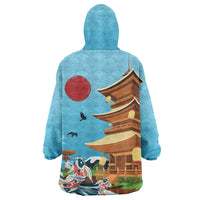 Japan Land Of The Rising Sun Wearable Blanket Hoodie Japanese Pagoda Koi Fish