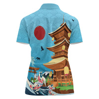 Japan Land Of The Rising Sun Women Polo Shirt Japanese Pagoda Koi Fish