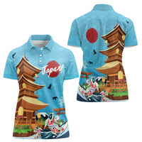 Japan Land Of The Rising Sun Women Polo Shirt Japanese Pagoda Koi Fish